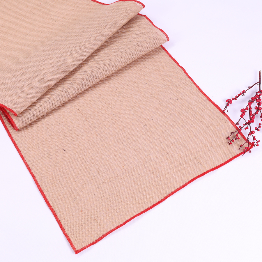 Jute runner with red overlock edge, 45x300 cm / 10 pcs - 3