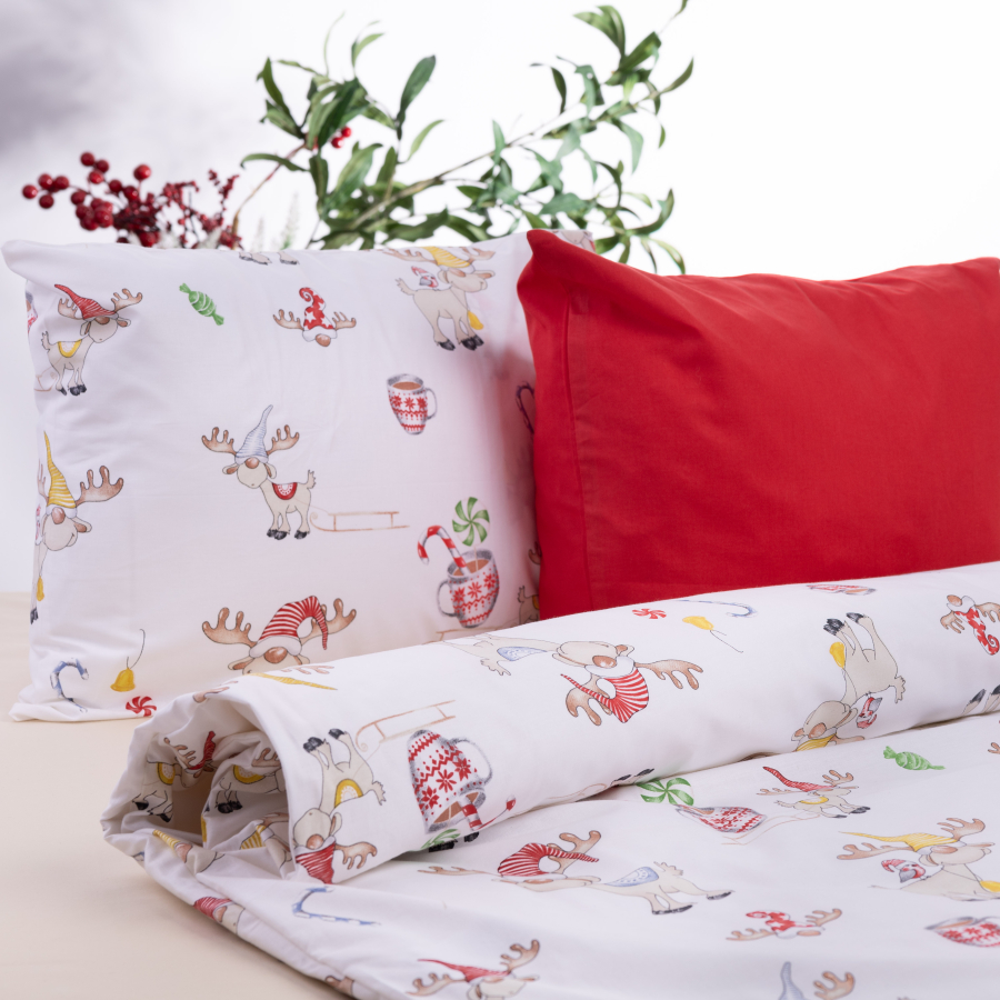 100% cotton baby duvet cover set, 100x150 cm / New Year Deer - 1