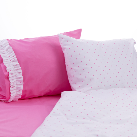 100% cotton baby duvet cover set, 100x150 cm / Fuchsia Polka Dots - Bimotif