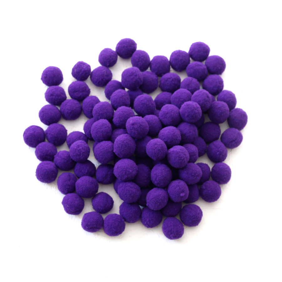 Plush pompom, 2.2 cm / 100 pieces / Purple - 1