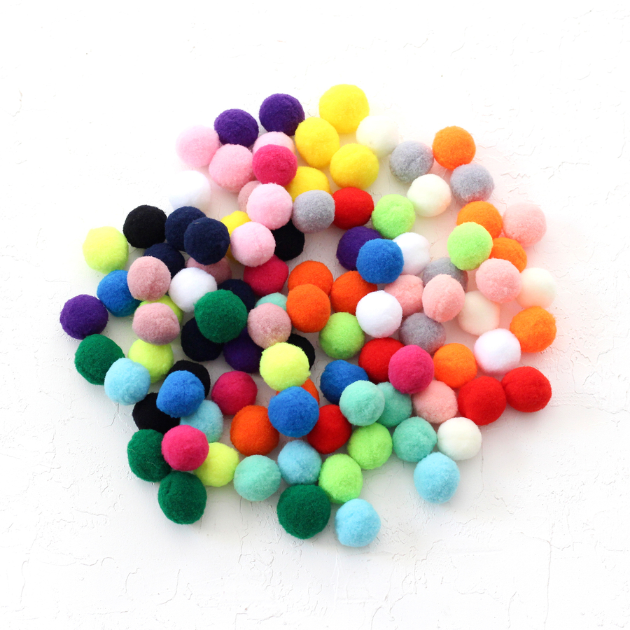 Plush pompom, 2.2 cm / 100 pieces / Mixed - 1