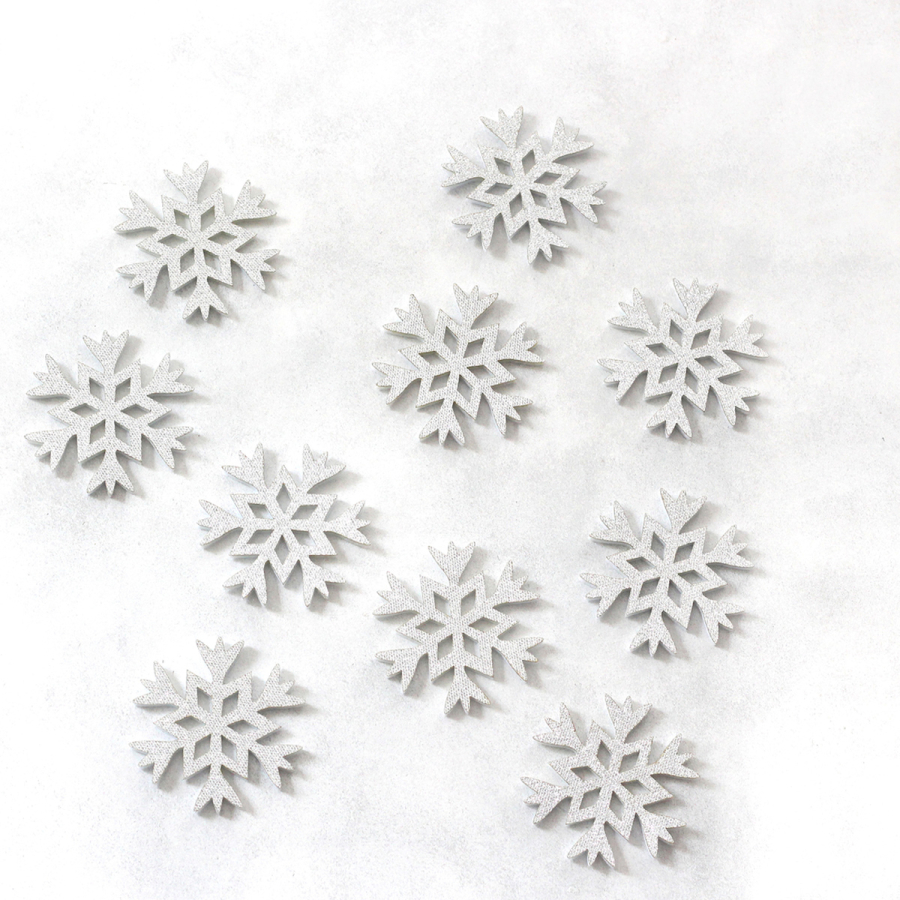 10 felt ornaments with snow shaped glitter - 1