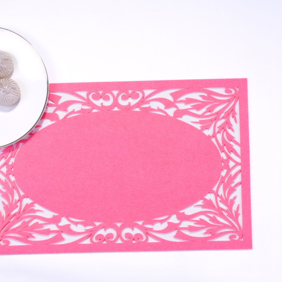 Felt placemat, dark pink, 29x45 cm / 2 pieces - 1