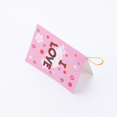 Sevgililer günü temalı tebrik kartı, 10x7 cm, Pembe I Love You - Bimotif