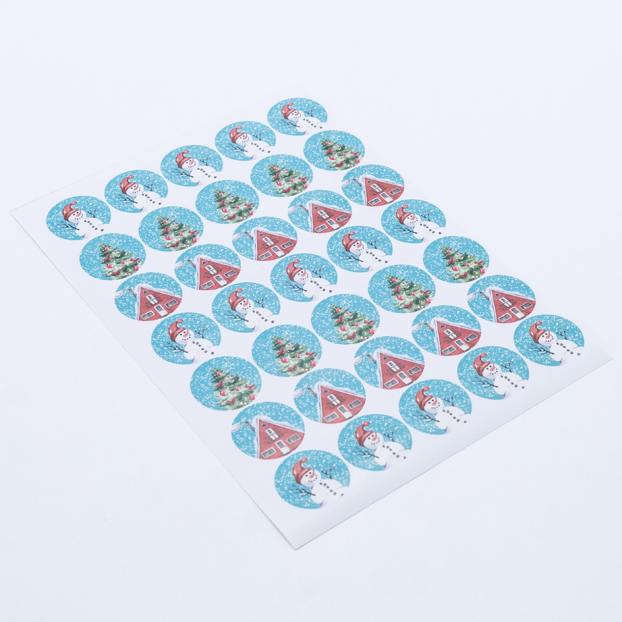 Yılbaşı süsü sticker, renkli karışık figürleri, 3 cm, 35 adet - 1