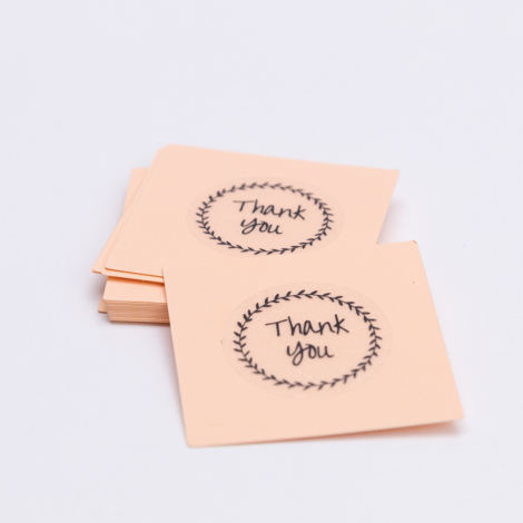 Thank You şeffaf sticker ve 100lü etiket seti, 5x5 cm, Yavru Ağzı - Bimotif