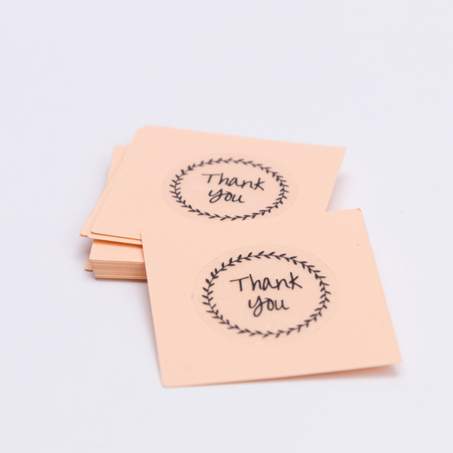 Thank You şeffaf sticker ve 100lü etiket seti, 5x5 cm, Yavru Ağzı - 1