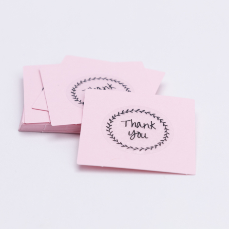 Thank You şeffaf sticker ve 20li etiket seti, 5x5 cm / Pembe - Bimotif