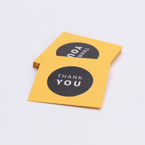 Thank You sticker ve 20li etiket seti, 5x5 cm / Hardal - Bimotif