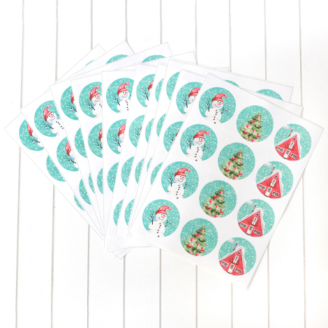 Yılbaşı süsleri sticker seti, 4.2 cm / 10 sayfa - Bimotif