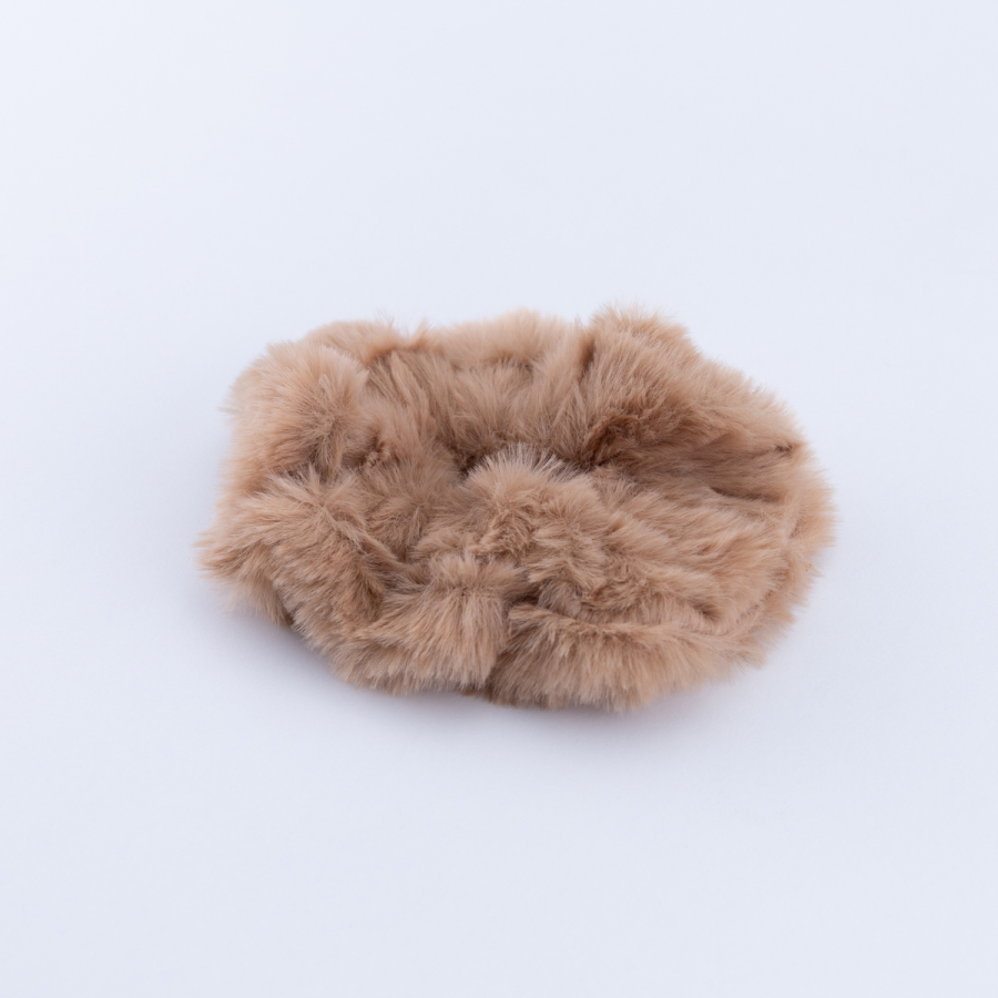 Yuvarlak peluş toka, kahverengi - 1